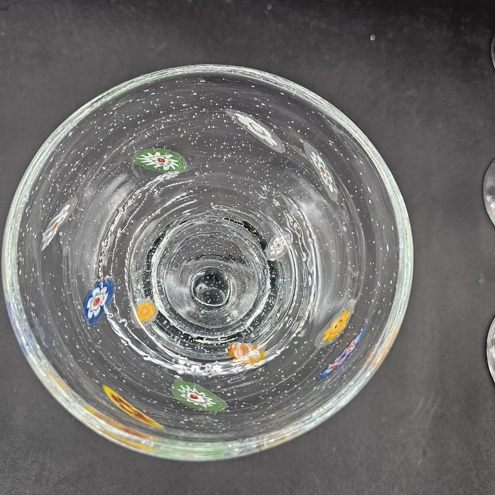 Crate & Barrel Zazz Millefiori Bubble Margarita Glasses Set Of 4